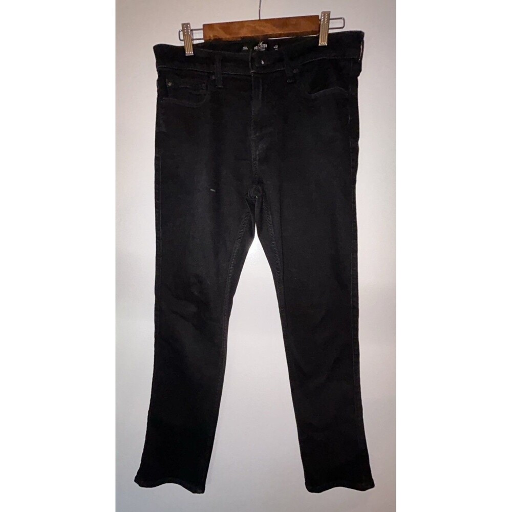 Hollister Slim Straight Jeans Mens 32 x 32 Black Pockets Epic Flex